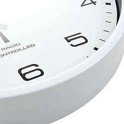 vidaXL Horloge murale radioguidée avec mouvement à quartz 31 cm Blanc pas cher