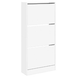 Acheter Maison Chic Armoire à chaussures | Meuble de rangement à chaussures Meuble d'Entrée blanc 60x21x125,5 cm bois d'ingénierie -MN32515