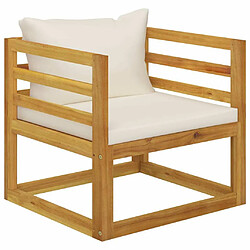 Maison Chic Chaise de jardin avec coussin - Fauteuil d'extérieurs crème Bois d'acacia massif -MN23970