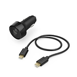 HAMA Kit charge allume cigare, USB-C, PD/Qualcomm®, 18W, câble USB-C, 1,5m, noir