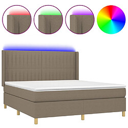 vidaXL Sommier à lattes de lit matelas et LED Taupe 180x200 cm Tissu