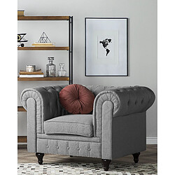 Beliani Fauteuil CHESTERFIELD Tissu Gris clair