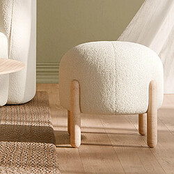 ICONIK INTERIOR Tabouret Bas Rembourré en Bouclé - Curve Blanc