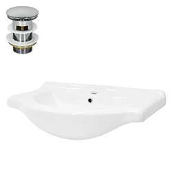 ML-Design Lavabo encastré céramique blanc brillant avec bonde de vidange 77x21,5x51,5 cm