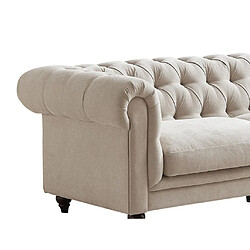 Acheter Vente-Unique Canapé chesterfield 3 places en tissu beige CRONEL