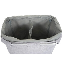 Decoshop26 Panier à linge avec cordon de serrage 2 compartiments 56x49x30cm 82l tissu gris 04_0002508