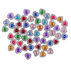 50 Pcs 12mm Coeur Résine Strass Boutons Flatback Double Forage Multi-couleur