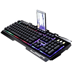 Wewoo Clavier QWERTY noir ZGB G700 104 Touches USB Filaire Mécanique Sentir RGB Rétro-Éclairage Métal Panneau Suspension Gaming avec Support de Téléphone