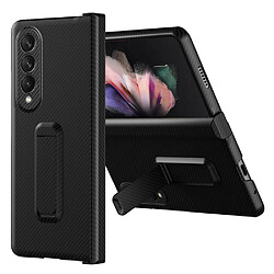 Coque en TPU anti-chute, texture en fibre de carbone avec béquille pour votre Samsung Galaxy Z Fold4 5G - noir