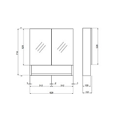 Kiamami Valentina MIROIR DE RANGEMENT BLANC AVEC DEUX PORTES ET UN COMPARTIMENT OUVERT 62CM pas cher