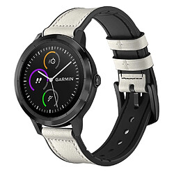 Bracelet en cuir véritable blanc pour Garmin Vivoactive 3/Vivomove HR