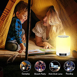 Acheter Universal Enclat de haut-parleur YH-Bluetooth, haut-parleur portable sans fil, lampe de chevet, réveil, radio FM (blanc)