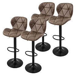 ML-Design Lot de 4 tabourets de bar rembourrées en simili marron hauteur réglable 59-79 cm