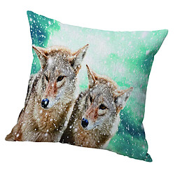 Velvet Animal Imprimé Coussin Housse Coussin Sham Taie D'oreiller 45cm Loup