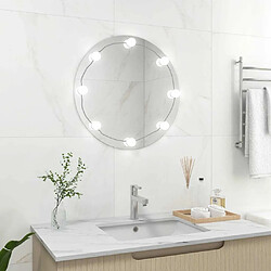 Avis Maison Chic Miroir mural avec lampes LED | Miroir Décoration pour Maison Salle de Bain Rond Verre -GKD34826