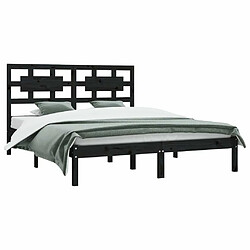 Avis Maison Chic Lit adulte - Lit simple Cadre de lit,Structure du lit Contemporain Noir Bois de pin massif 200x200 cm -MN62219