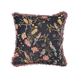 Beliani Coussin MORUS Coton 45 x 45 cm Floral Noir