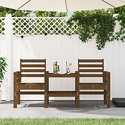 Maison Chic Banc de jardin 2 places | Banquette de jardin avec table | Chaise Relax brun miel bois massif de pin -MN50180