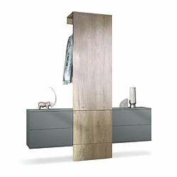 Mpc Vestiaire Gris Et Aspect Chêne Ribbeck (lxhxp) : 157 X 193 X 35