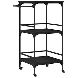 Maison Chic Desserte de cuisine | Chariot de cuisine | Meuble de rangement roulant noir 60,5x50x105 cm bois d'ingénierie -GKD13278