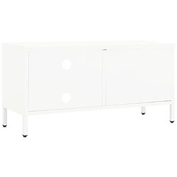 Maison Chic Meuble TV scandinave - Banc TV pour salon Blanc 90x30x44 cm Acier et verre -MN83601 pas cher