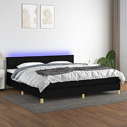 vidaXL Sommier à lattes de lit et matelas et LED Noir 200x200 cm Tissu