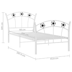 vidaXL Cadre de lit sans matelas blanc métal 90x200 cm pas cher