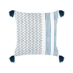 Beliani Coussin TILIA Coton 45 x 45 cm Géométrique Impression en bloc Bleu