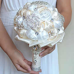 Avis Wewoo Mariage Tenir Perle Diamant Fleurs blanc Bouquet De Mariée Accessoires Demoiselle D'honneur Strass Fête De Décoration Fournitures, Diamètre: 20cm Lait +