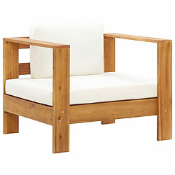 Maison Chic Chaise de jardin avec coussin - Fauteuil d'extérieur Crème Bois d'acacia solide -MN15755