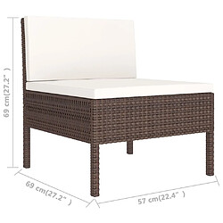 Maison Chic Salon de jardin 5 pcs + coussins - Mobilier/Meubles de jardin - Table et chaises d'extérieur Résine tressée Marron -MN68638 pas cher