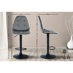 Acheter Decoshop26 Tabouret de bar x1 avec repose-pieds hauteur réglable pivotant assise en PVC gris cadre métallique noir 10_0004815