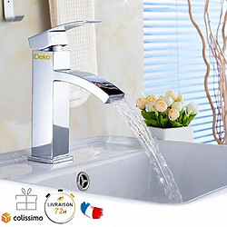 iDeko® Robinet salle de bain cascade lavabo mitigeur en chrome design moderne