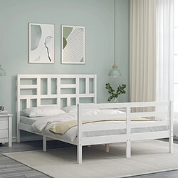 Avis Maison Chic Cadre/structure de lit avec tête de lit pour adulte - Lit Moderne Chambre blanc double bois massif -MN43332