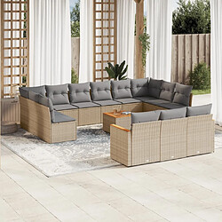 Maison Chic Salon de jardin avec coussins 14 pcs | Ensemble de Table et chaises | Mobilier d'Extérieur beige résine tressée -GKD43620