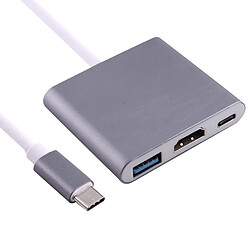 Wewoo Câble gris pour Macbook 12 / Chromebook Pixel 2015 USB-C / Type-C 3.1 Mâle à USB 3.1 Type-C Femelle & HDMI & Adaptateur USB 3.0 pas cher