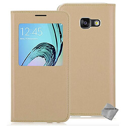 Htdmobiles Housse etui portefeuille s-view pour Samsung Galaxy A3 (2017) + verre trempe - CHAMPAGNE