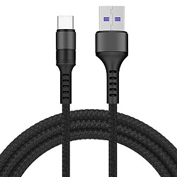 Cables X2 USB / Type-C Charge Rapide 3A Nylon Renforce Noir 1m Pour Samsung A13 / A33 / A53 / S22 / S22 Plus / S22 Ultra Little Boutik®