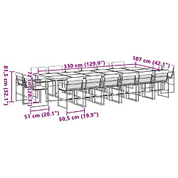 vidaXL Ensemble à manger de jardin avec coussins 17 pcs noir textilène pas cher