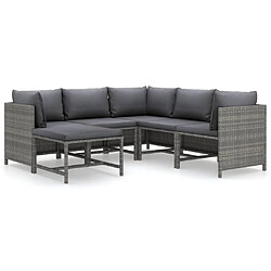 Maison Chic Salon de jardin 6 pcs + coussins - Mobilier/Meubles de jardin - Table et chaises d'extérieur Résine tressée Gris -MN61745