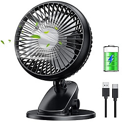 Avis Ventilateur à Clip, Ventilateur de Bureau Portable Rechargeable de 5000 mAh, USB C 4 Vitesses 360 Horizontal et 90 Rotation Verticale Ventilateur à Clip Silencieux Ventilateur Personnel pour Bébé