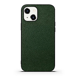 Coque en TPU + cuir véritable texture de litchi découpée avec précision, antichoc vert pour votre Apple iPhone 13 mini 5.4 pouces