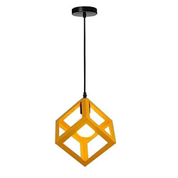 Stoex Lustre Suspension Contemporain en Cage Cube fer Luminaire E27 Jaune