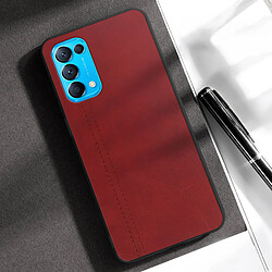 Avizar Coque Oppo Find X3 Lite Aspect Cuir Effet Vintage Protection Rigide Rouge pas cher