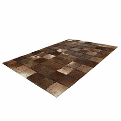 Acheter Paris Prix Tapis Patchwork en Cuir Fait Main Voila Marron 200 x 290 cm