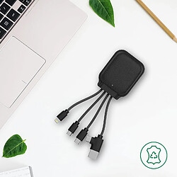 SANAG Câble De Charge Fonction Nfc- Batterie Externe 3000 Mah Multi Connecteurs Usb 4 En 1 Usb C, Usb, Lightning Et Micro Usb - Câble Chargeur Universel En Cuir Recyclé - Iné Gamma (Noir) pas cher