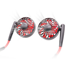 Ventilateur de sport de cou USB ventilateur pliant rotatif à 7 feuilles Mini ventilateur serre-nuque-noir rouge