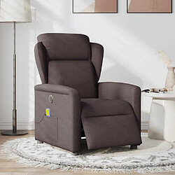 vidaXL Fauteuil de massage inclinable électrique Marron foncé Tissu