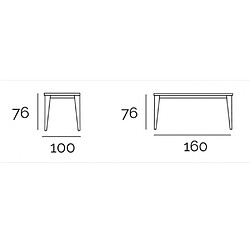 Inside 75 Table repas NORDIC 6 couverts 160 x 100 cm pieds bois plateau chêne naturel