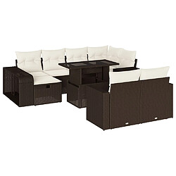 vidaXL Salon de jardin et coussins 11 pcs marron résine tressée